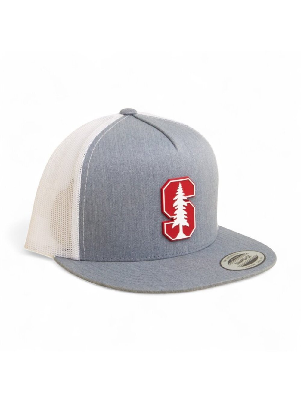 Stanford Cardinal 3D Snapback Flat Bill Trucker Hat- Heather Grey/ White
